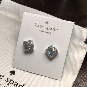 NWOT Kate Spade Small Silver Opal Glitter Studs